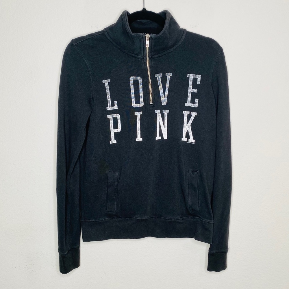 PINK VS Love Pink Black and White Mock Neck Shirt